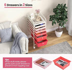 Giantex 6 Storage Drawer Cart Rolling Organizer Cart for Tools Scrapbook Paper Home Office School Multipurpose Mobile Utility Cart (Pink Gradient)
