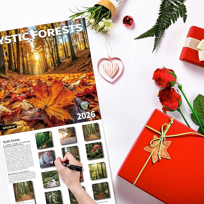 2026 Wall Calendar,Calendar 2026, November 2025 - December 2026, Wall Calendar Mystic Forests, 12" x 24" Opened,Full Page Months Thick & Sturdy Paper for Gift Perfect Calendar Organizing & Planning