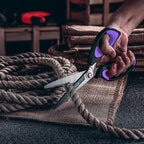 LIVINGO Heavy Duty Industrial Scissors: 10" Utility Stainless Steel Scissors all Purpose Premium Titanium Coating Forged Shop Shears for Household Pruning, Gardening, Construction, Black & Purple