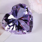 Purple Crystal Diamonds Paper Weights with Gift Box, 80mm Heart Shape Real Crystal Diamond Glass Gems Paperweight, Big Diamonds Birthday Anniversary Women Her Valentine's Day Gifts
