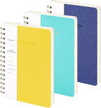 Spiral Notebook-5.75" x 8.125" College Ruled Journal with Inner Pockets and 160 Pages,PU Leather Cover Business Journal, Twin-Wire Binding Notebook Perfect for Office & Home School Supplies 3 pack NavyBlue/Yellow/MintGreen