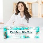 Personalized Name Plate for Desk Custom Acrylic Desk Name Plate Custom Employee Appreciation Gifts Office Gifts for Women, Men, Boss, Coworkers, Teacher, Nurse (Blue 2)