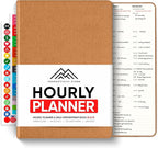 Hourly Planner & Appointment Book (8.5” x 11”) - Premium Hourly Planner with Daily Schedule & 30-Minute Time Slots for Better Time Management by PRODUCTIVITY STORE (A4, Brown)
