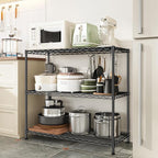 3- Shelf Metal Shelving Unit 35.6Wx14Dx36H,Adjustable Storage Shelves Heavy Duty Garage Steel Shelving for Office,Wire Rack Small Shelf for Kitchen Shelves Laundry Bathroom Pantry Closet Black