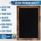 HBCY Creations 20" X 30" Torched Brown Solid Wood Frame Wall Chalkboard, Magnetic Surface, Home Décor, Restaurant & Café Menus, Blackboard, Includes Chalk, Eraser & Hanging Hardware