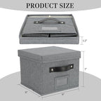 TARSUKA Greeting Card Organizer with dividers - Storage Box with lid Holds 150+ Cards - Assortment Box for Greeting Cards,Recipes, Photos, Envelopes, Keepsake - 9 x 9 x 7 Inches (Gray, 1 pcs)