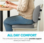 FORTEM Seat Cushion, Office Chair Cushion, Lumbar Support Pillow for Office Chair, Memory Foam Sciatica Coccyx Tailbone Pressure Pain Relief, Car Sitting Pad, Washable Non Slip, XL