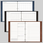EMSHOI Undated Daily Planner 9.2" X 12", Large To Do List Notepad, 240 Refill Pages Ring Binder Planner, Hardcover Leather Appointment Book for Work, with Yearly Schedule, Habit Tracker, Black