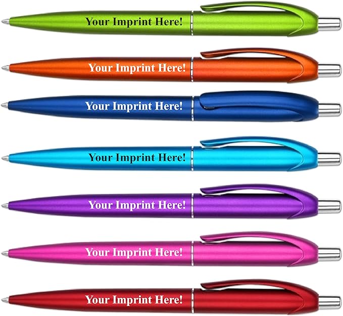Personalized Ballpoint Pens - Retro -Retractable Click action - Custom - Black writing - Printed Name pens - Imprinted with Your Logo or Message - FREE PERSONALIZATION - 12 Pens/Box (Purple)