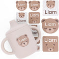 Large Name Labels for Kids (33) - Custom Stickers for Daycare and School Supplies - Durable, Waterproof Stickers for Water Bottles, Lunch Boxes, and More with Unique Designs - Bear