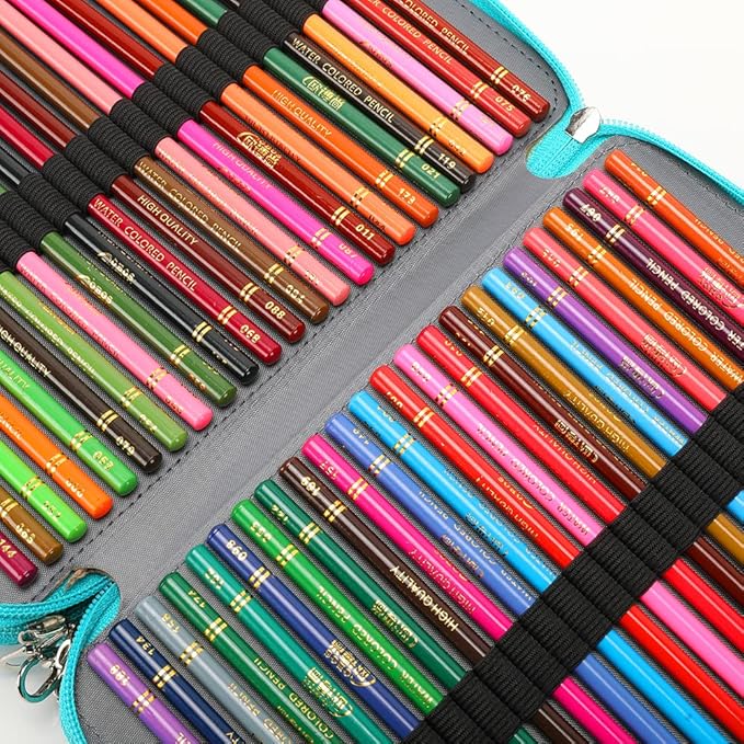 Vomgomfom Colored Pencil Case - 252 Slot Deluxe PU Leather Large Capacity Pencil Organizer with Zipper Closure for Watercolor Pens, Markers (Green)