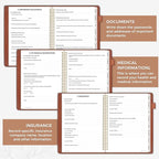 SUNEE End of Life Planner - I‘m Dead Now What Planner, Large Print Spiral-Bound Estate Organizer with Tabs for Seniors & Family. Covers Final Wishes, Passwords & Funeral Planning.A4（9"x11.2"), Brown