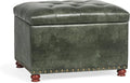 Decent Home 24'' Leather Ottoman with Storage Rectangle Foot Rest Ottomans Stool for Living Room(Green,Leather Texture)