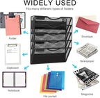 LQPAFZ 5-Tier Magnetic File Holder, No Drilling Installation File Cabinet Organizer, Black Magnetic File Organizer, Magazine Rack, Magnetic Paper Holder for Refrigerator, File Cabinets, Whiteboard