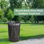 Zedfire 48 Gallon Mesh Black Waste Bin, Steel Outdoor Heavy-Duty Commercial Trash Can, Round Recycle Container, Durable Garbage Can for Parks, Municipalities, Parking, Schools