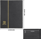 Stamp Albums 140 Pockets - Stockbooks with 35x197mm Sleeves, 10 Double Sided Black Page with Leatherette Padded Black Cover, Collection Storage Folder for Paper Money Postage Stamps AS0107BK