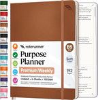 Roterunner Purpose Planner Notebook B5 7.5”x9.8” Undated 2026 Daily Weekly and Monthly Productivity Goal Setting Tool for Work Home ADHD Planner for Adults Self Care Journal