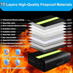 6500°F Fireproof Document Bag with Lock-Fireproof Box with 10 Layers Insulation Materials&Waterproof Zipper,Removable Wallet,Reflective Strip for Cash,Documents,Jewelry(14.2”x 9.6”x 4.1”)
