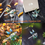 H&D HYALINE & DORA Crystal Dragonfly Animal Figurine Gift,Diamond Decor Christmas Wedding Party Home Collectible Paperweight,Green