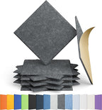 Amantech 12 Pack Acoustic Panels Self Adhesive Sound Proof Foam, High Density Sound Acoustic Panel, 12X12X0.4 Inch Square Panels in Home, Office, Reccording Room, Studio,and more(Moonlight Grey)
