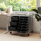 LDAILY 9 Drawer Rolling Storage Cart, Rolling Cart with Drawers for Classroom, Art Supply Craft Organizer on Wheel with Metal Frame & Handles for Home Office School