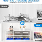 PAG-Mass Mail Sorter Adjustable Countertop Mail Holder, Heavy Duty Literature Organizer, Student Mailbox for Classroom, Desktop Bill Paper Organizer for Office Home School, 12 Compartments, White