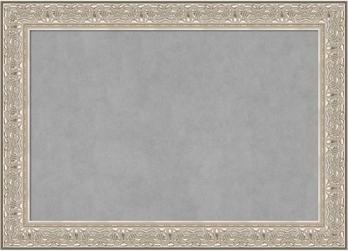 Amanti Art Silver Framed Magnetic Board 31x43 Large Vision Board for use with Magnets, 100% Metal Sheet to Display Items as Office Decor or for Home Organization in mudroom, Kitchen or Kids Room