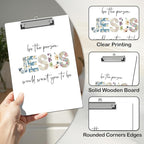 APIILVPQ Bible Clipboard，Jesus Clipboards with Low Profile Clip for Office School Use, Floral Wooden Clip Boards for Nurses Teachers Students - B10