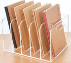 AIMOLLY Clear Acrylic Organizers - 5 Vertical Compartments Acrylic Folder Organizer & File Organizer, Desk Document Storage Bins for Magazines, Binders - Multipurpose Home Office Desk Organizer