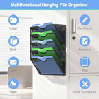 Kuntine.B Wall File Organizer Office Hanging Magazine Holder Wall File Organizer for Office Home (Black, 5 Tier Magnetic)