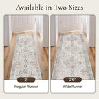GENIMO Runner Rug 2'6"x7 Machine Washable Non Slip Vintage Hallway Runner Rug, Low Pile Lightweight Rugs for Indoor Entryway, Hallway, Kitchen and Corridor, Light Taupe Brown