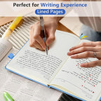 PERCUN Lined Journal Notebook for Men & Women, 160 Pages College Ruled Journal for Writing, A5 Hardcover Leather Notebooks for Work, School, Business, Travel, Daily Diary 5.9" x 8.5" (Blue)