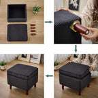FAGAGA Storage Ottoman with Adjustable Lid, Soft Step Stool, Footrest and Seat, Ottoman Foot Rest for Living Room, Bedroom, Dorm, Dark Gray