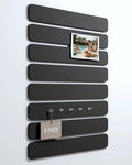 Fluxynara Cork Board Alternative Felt Strip Board 8-Pack 13"x2", Office Pin Board with 50 Push Pins, Adhesive Install for Bedroom Door & Home Office(Black)