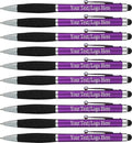 SyPen Personalized Stylus Pens With your Custom Logo or Text-300 Pack Bulk-for Businesses, Parties, and Events, 2 in 1 Ballpoint Pen & Stylus for Touchscreen Devices, Purple Barrel, Black Ink