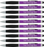 SyPen Personalized Stylus Pens With your Custom Logo or Text-300 Pack Bulk-for Businesses, Parties, and Events, 2 in 1 Ballpoint Pen & Stylus for Touchscreen Devices, Purple Barrel, Black Ink