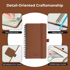 IN-LUXPRO Planner 2026 Daily Weekly and Monthly,6.5"x3.75",12 Months Spiral Bound Calendar Agenda with Self-adhesive Pen Holder,2026 Appointment Book with Vegan Leather Soft Cover,Brown