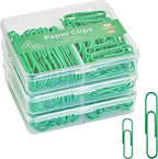 NEEWAY Colorful Paper Clips Assorted Sizes, Small and Large Paperclips, 210 Count, 3 Pack of 70 (Green)