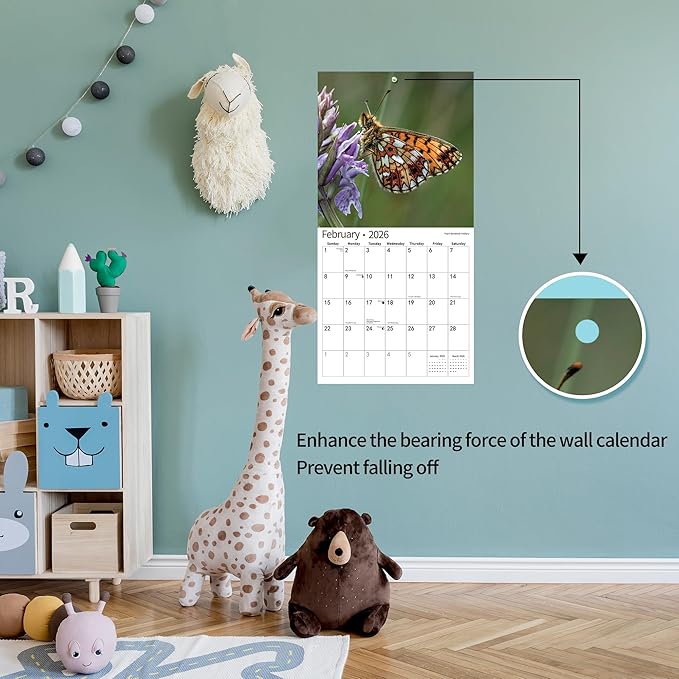 2026 Wall Calendar,Calendar 2026, November 2025 - December 2026, Wall Calendar Butterfly, 12" x 24" Opened,Full Page Months Thick & Sturdy Paper for Calendar Organizing & Planning