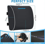 SweetSlubr Large Lumbar Support Pillow for Office Chair, Car Seats and Home Desks, Ergonomic Back Support with Double Adjustable Straps, Machine Washable Cover, Grey
