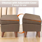 FAGAGA Storage Ottoman with Adjustable Lid, Soft Step Stool, Footrest and Seat, Ottoman Foot Rest for Living Room, Bedroom, Dorm, Brown