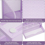 Marbrasse Mesh Pen Holder for Desk, Multi-Functional Pencil Organizer with Drawer, Desk Organizers and Accessories for Office Art Supplies (Purple)