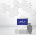 Reverbeon Hexagon Acoustic Panels Pack of 12 - Soundproofing Wall Panels with Nano Double-Sided Tape, White Polyester Sound Absorbing & Noise Reducing Panels 14x12x0.4In for Studio Home Office Walls