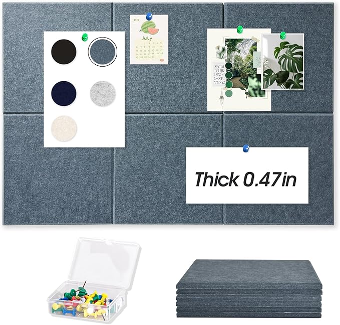 Thick Cork Board Tiles for Wall with Push Pins, Removable 36"x24"x0.47" Bulletin Board Sets, Self-Adhesive Pin Board | Magrowill 6 Packs Felt Panels for Office Home Classroom Dorm