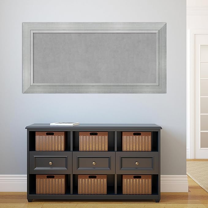 Amanti Art Silver Framed Magnetic Board 27x55 Oversize Vision Board for use with Magnets, 100% Metal Sheet to Display Items as Office Decor or for Home Organization in mudroom, Kitchen or Kids Room