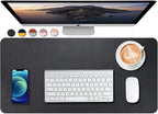 SUJAYU Dual Sided PU Leather Desk Pad, Mouse Pad, Office Desk Mat, Non-Slip Laptop Desk Pad, Waterproof Desk Writing Pad for Office and Home (23.6" x 11.8", Black)