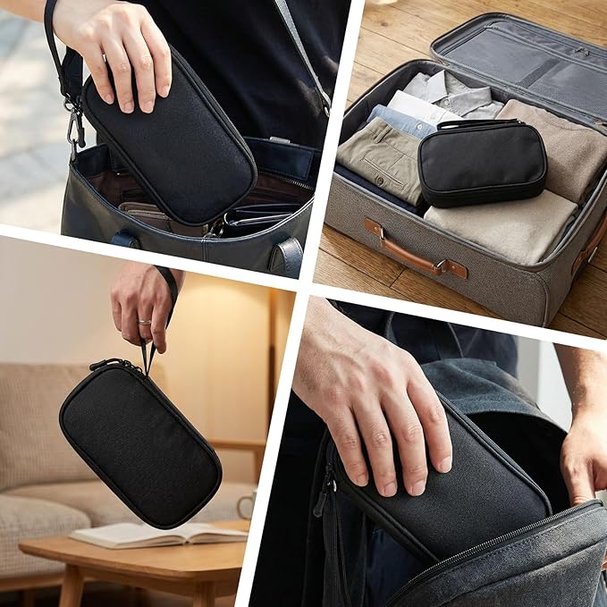 Travel Electronics Pouch Bag, Black Electronics Accessories Organizer Bag, Travel Cable Organizer Pouch for Charger Cord Phone Earphone Mouse