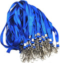 Beebel Blue Lanyards 100 Pcs Lanyard for Id Badges Flat Lanyard with Badge Clip with J-Hook