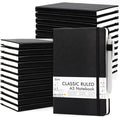 24 Pack Journal Notebook for Work, Feela Business Notebook Bulk Hardcover Lined Writing Journal with Pen Holder for Men Women Note Taking, with 24 Black Pens, 120 GSM, 5.1”x8.3”, A5, Black
