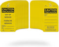 TRADESAFE Bilingual Out of Service Tags, Fuera de Servicio - 30 Yellow Caution Sign with 30 Cable Ties, Durable 32 mil Vinyl, Caution Tags for Equipment Repair or Service, Accident Prevention